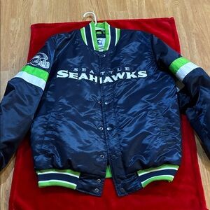 STARTER Seattle Seahawks Jacket - Navy and Lime